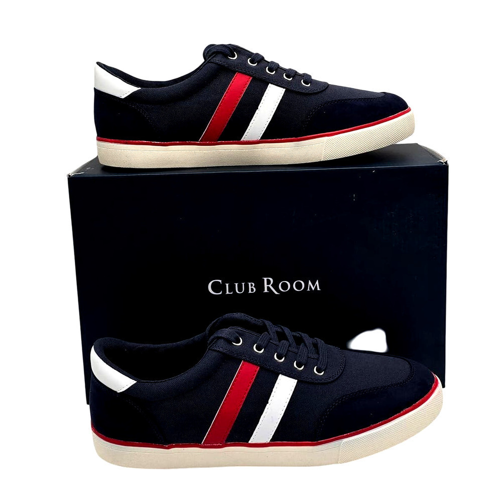 Club Room Noah Navy Red Sneakers Stripes Retro Style Lace Up Shoe Men's 10 M